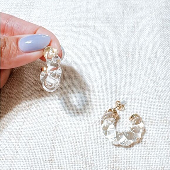 Clear crystal hoop earrings N459 - Picture 4 of 4